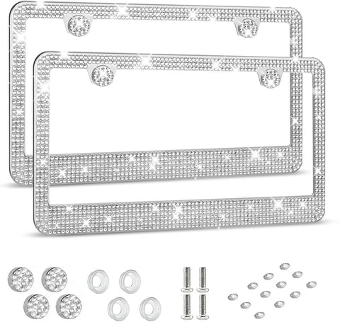 HOTOR License Plate Frame - Lastingly Bling and Sparkly Car Bracket Holder