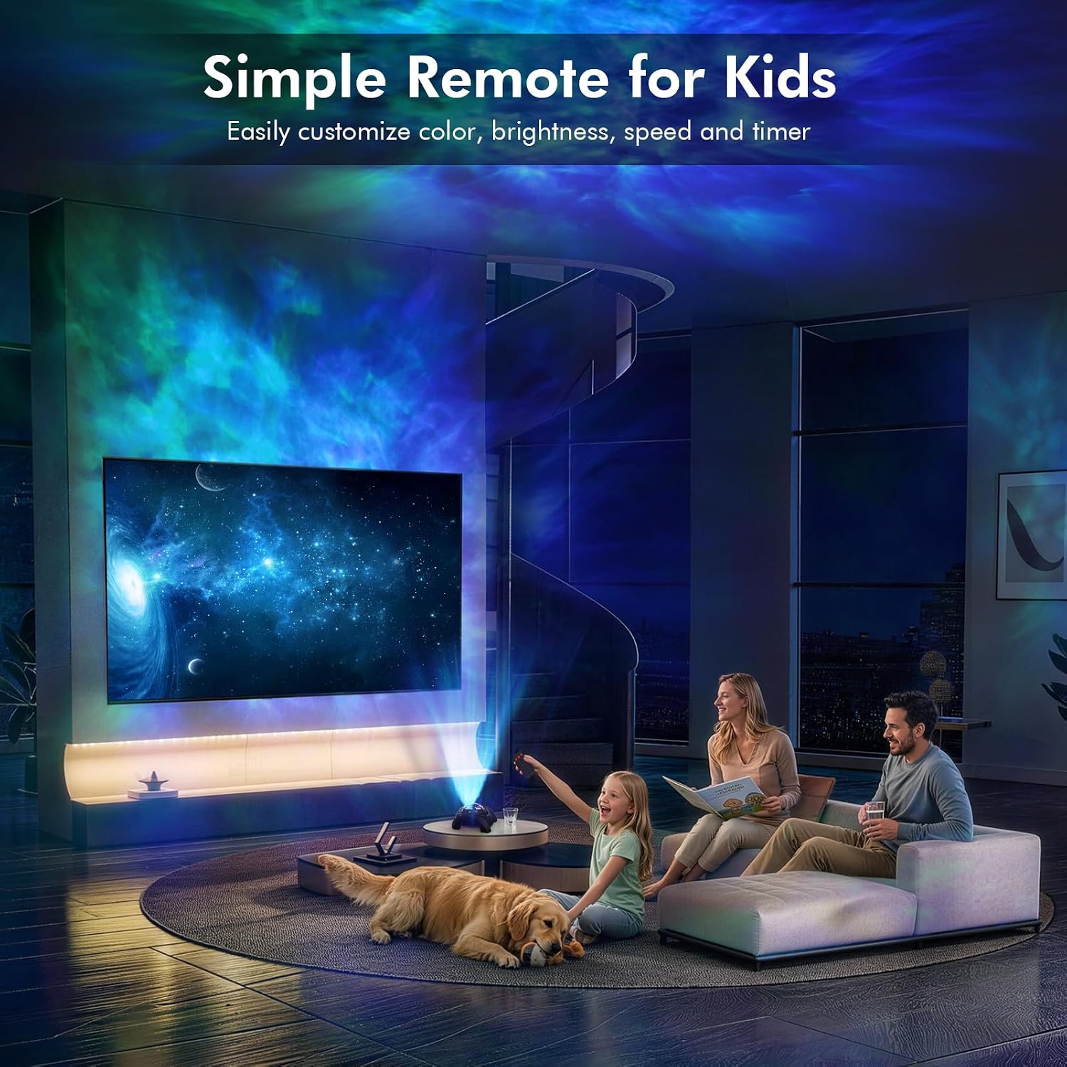 Rossetta Dual Lens Galaxy Star Projector, Aurora Night Light for Bedroom