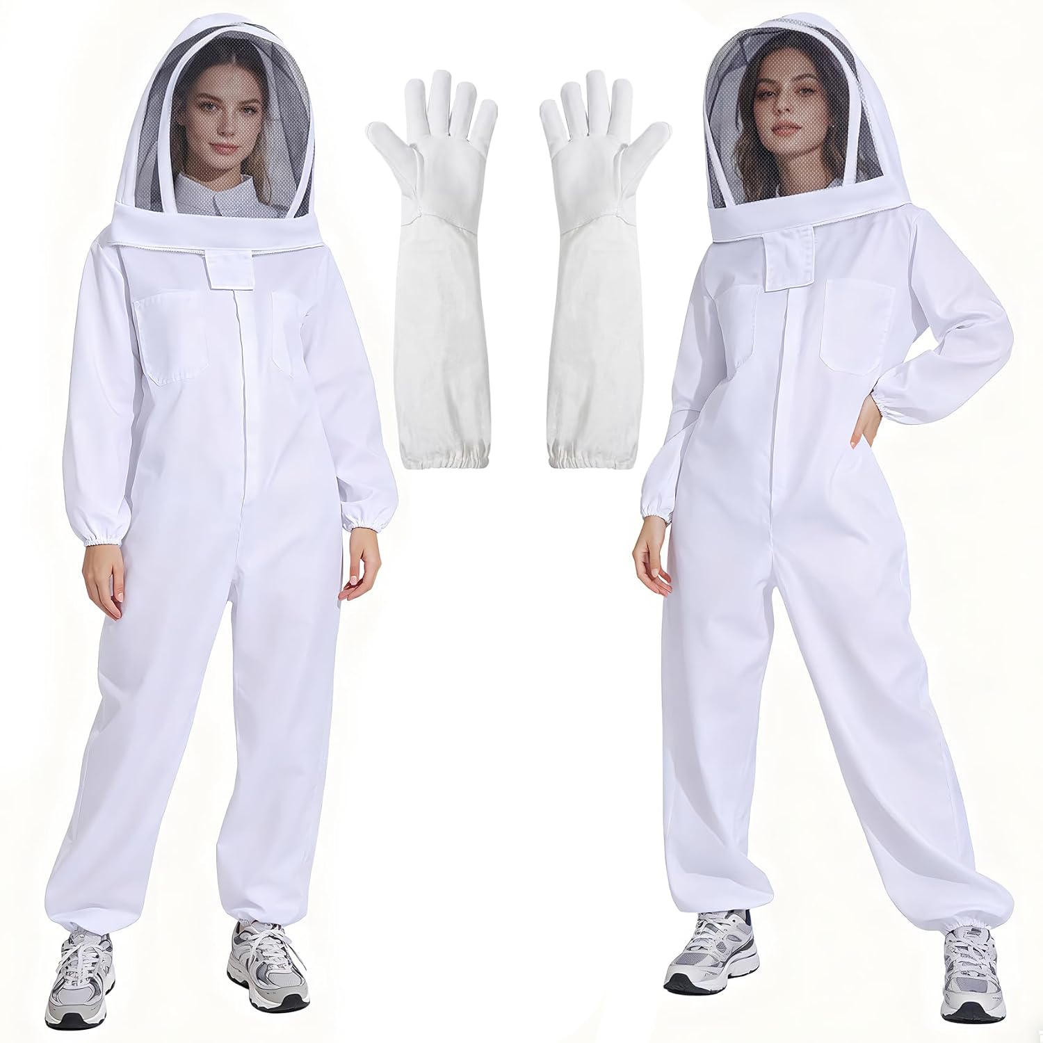 LONGADS Bee Suit for Men, Full Body Beekeeper Suit with Gloves and Veil M