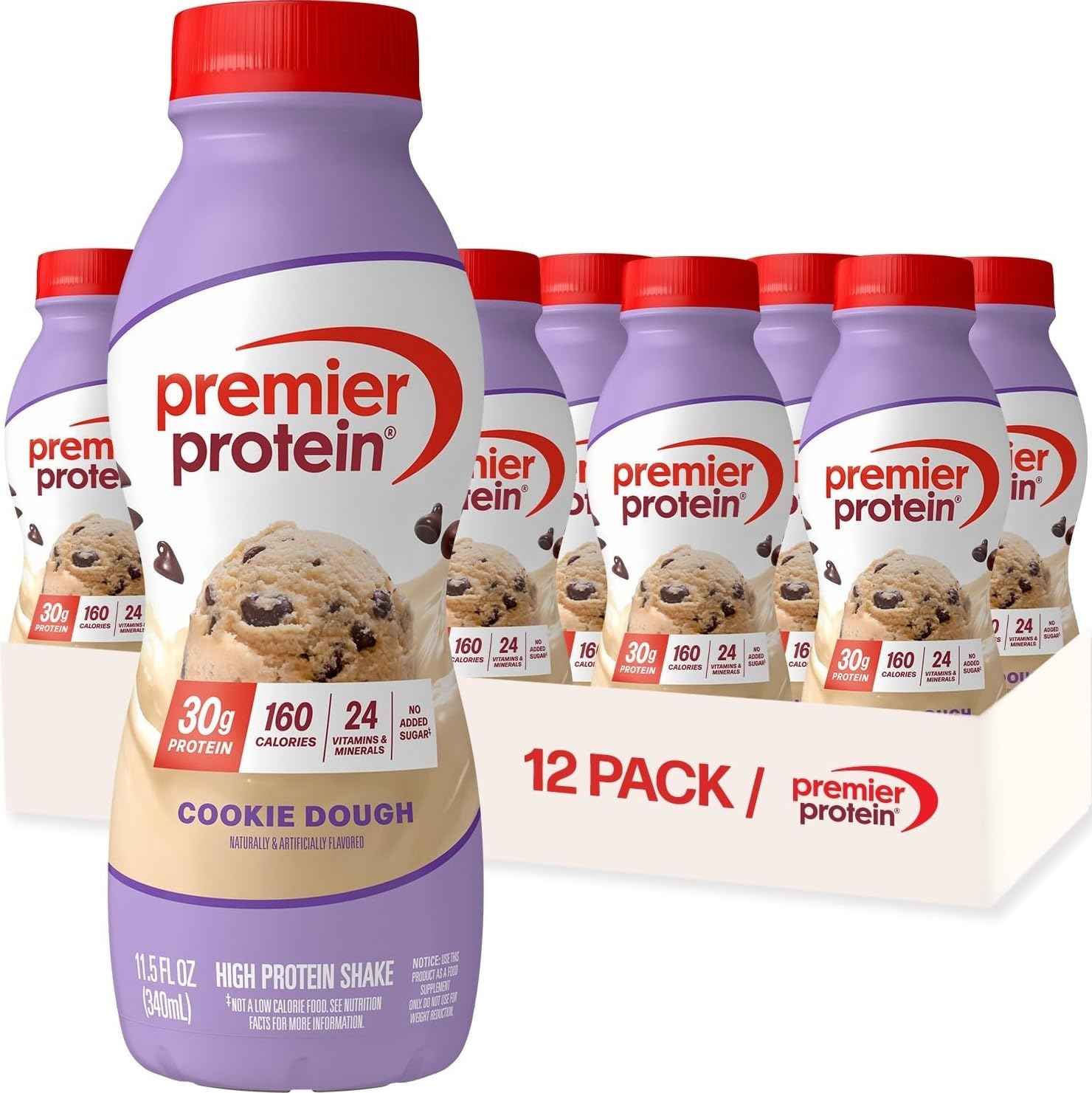 Premier Protein 30g High Protein Shake, Cookie Dough, 12 Pack
