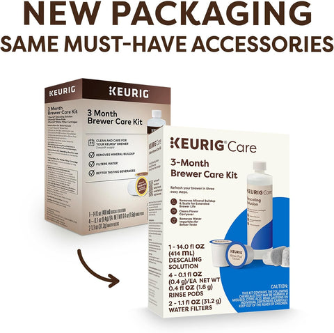 Keurig 3-Month Brewer Maintenance Kit Includes Descaling Solution, Water Filter Cartridges & Rinse Pods, Compatible Classic/1.0 & 2.0 K-Cup Coffee Makers, 7 Count