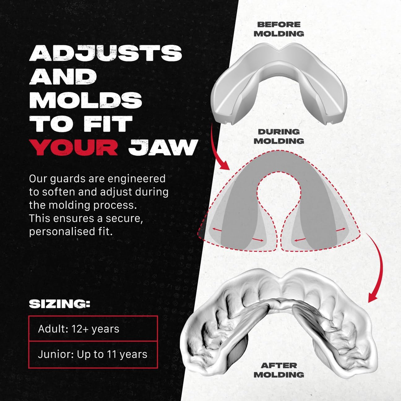 SAFEJAWZ Mouth Guard, Slim Fit Mouthguard for Adult & Youth with Case