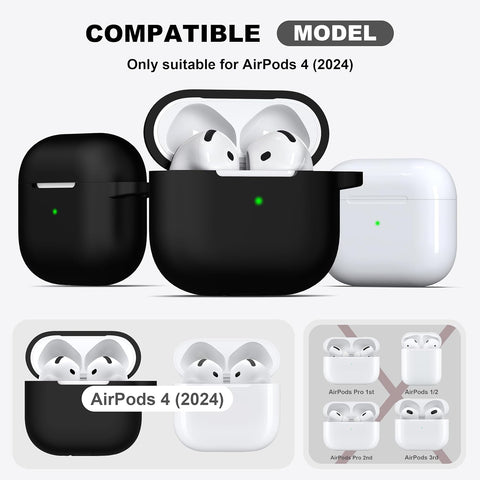R-fun for AirPods 4 Case Silicone Cover, Black
