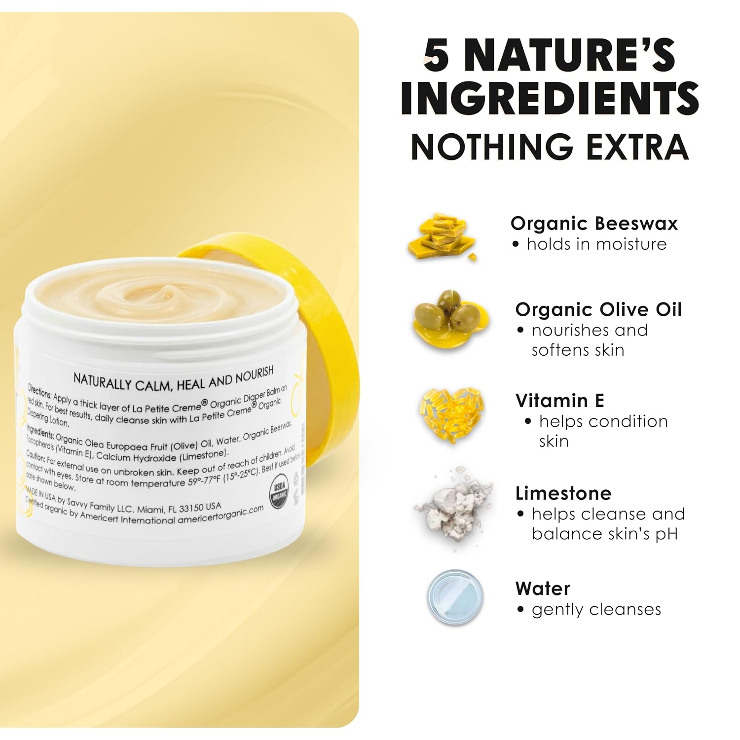 La Petite Creme Diaper Balm - Healing & Nourishing Diaper Rash Cream, 4 oz
