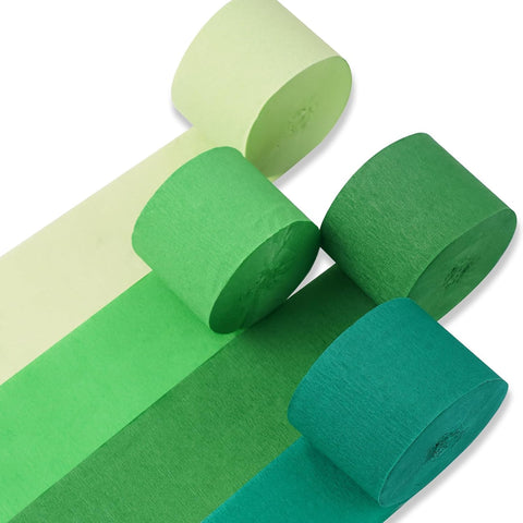 PartyWoo Green Crepe Paper 4pcs 328 FT Light Pastel Lime Green Streamers