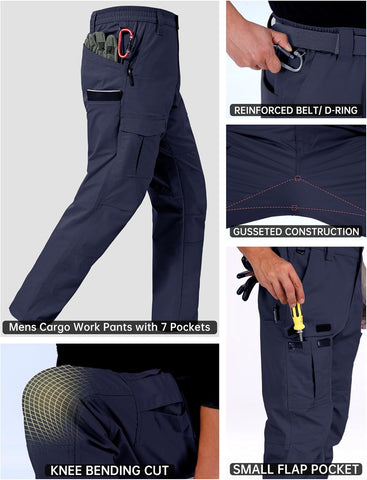 CNBQDD Mens Work Pants Ripstop Waterproof Cargo Pants for Men with 7 Pockets Tactical Hiking Pants