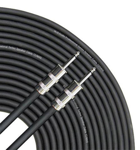 GLS Audio Speaker Cable - 12AWG Speaker Wire, 1/4 in TS Connector, 25 Ft