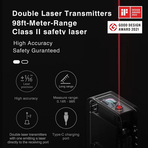 HOTO Pocket-Size Laser Measuring Tool, EDC Gadget Birthday Gift for Men Dad