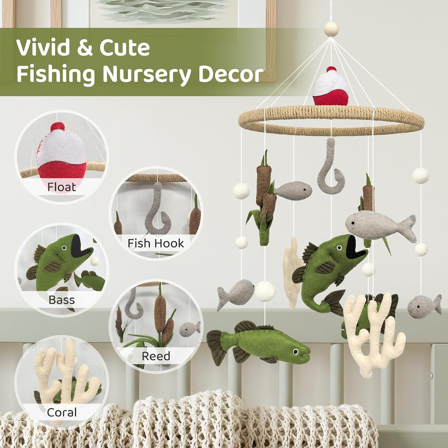 Baby Mobile for Crib Fishing Crib Mobile for Boys Baby Shower Gift