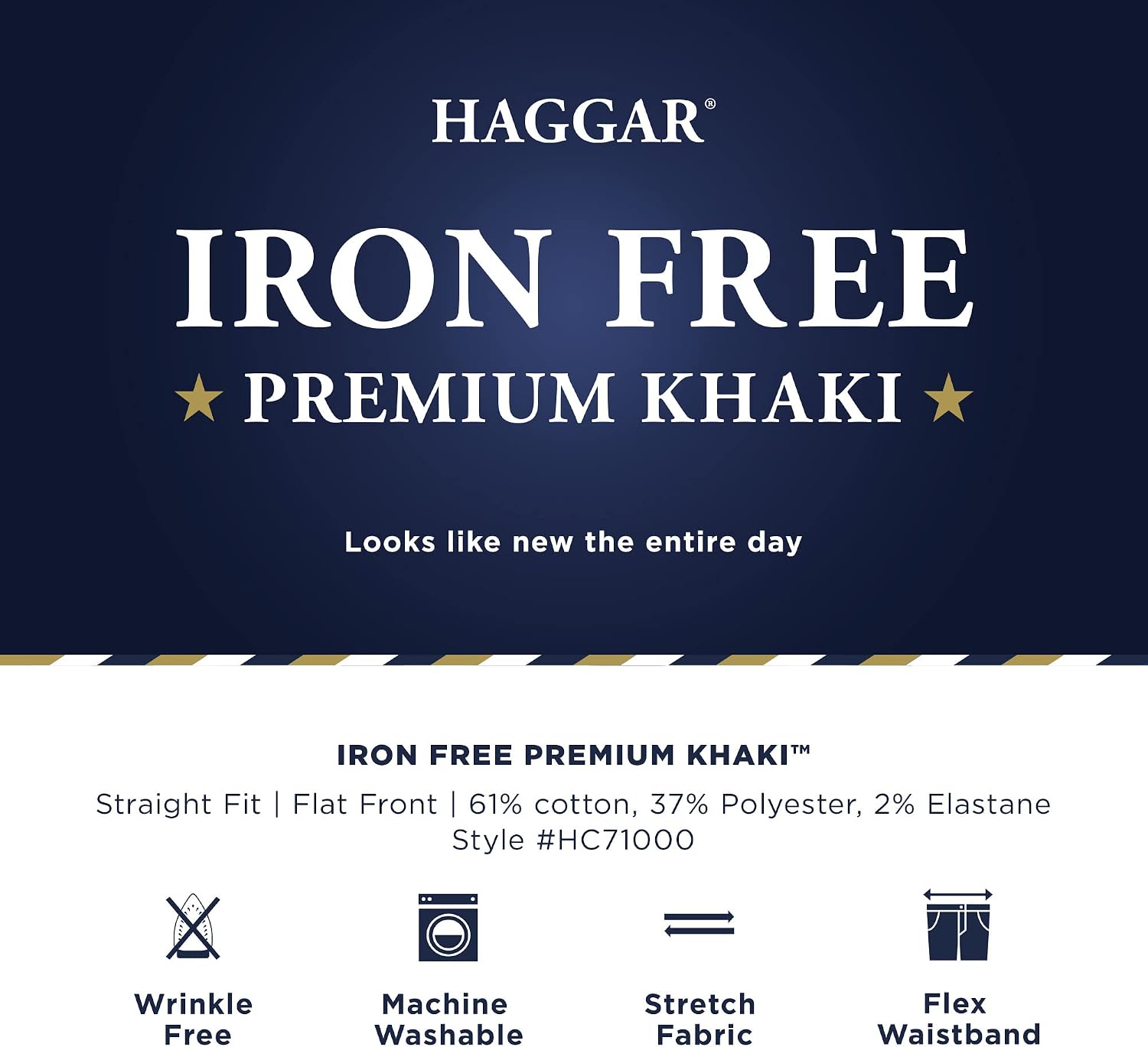 Haggar Men's Iron Free Premium Khaki Straight Fit Flat Front Pants