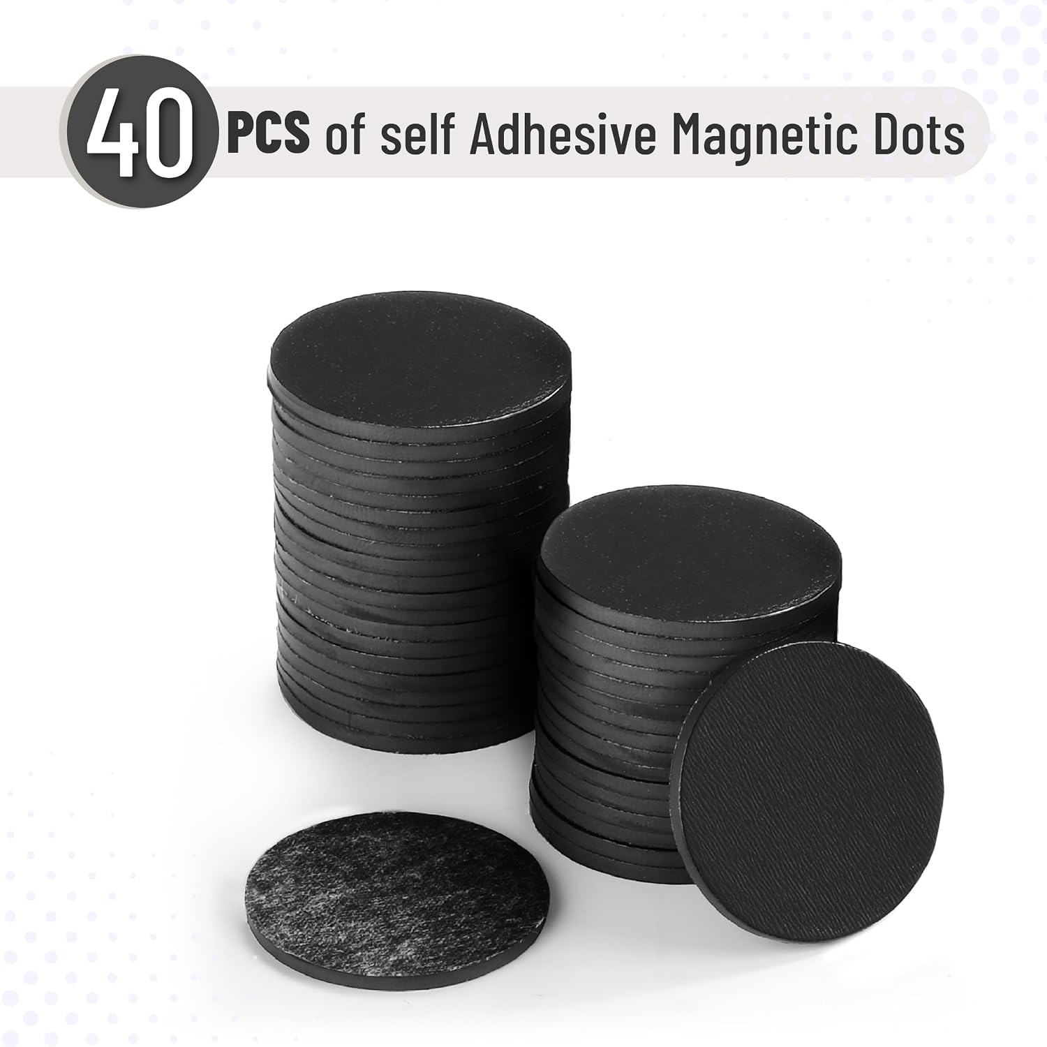 Mr. Pen- Self Adhesive Magnet Dots, 40 pcs, Flexible, 1.2" x 2mm Thickness