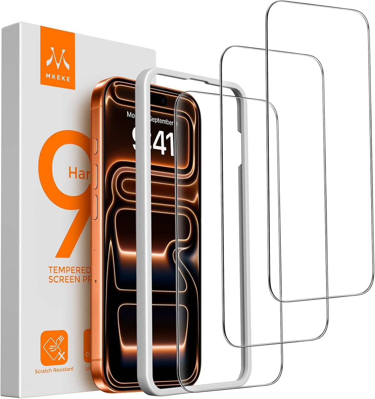 Mkeke Screen Protector for iPhone 17 Pro Max 6.9" 3 Pack 9H+ Tempered Glass