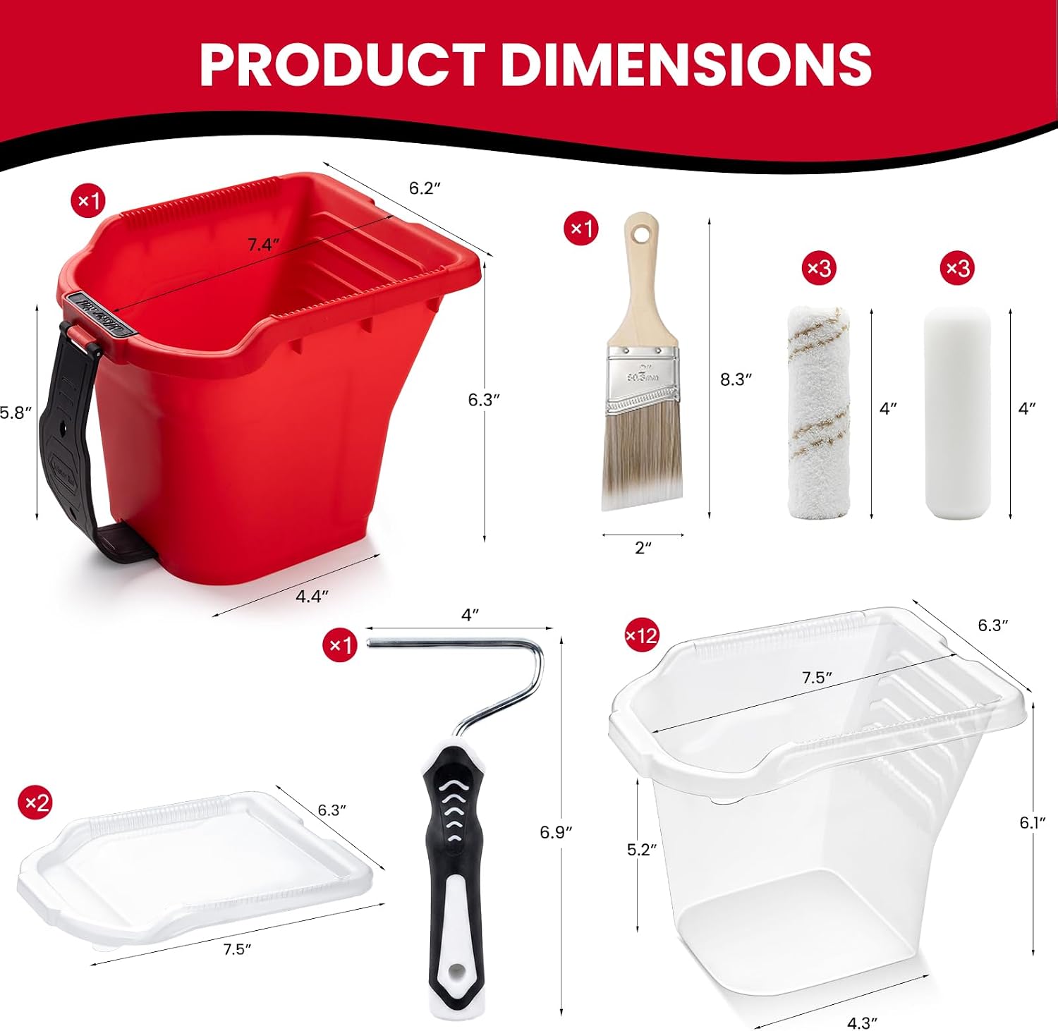 Mister Rui 23 Pack 4 Inch Paint Bucket with 12 Liners