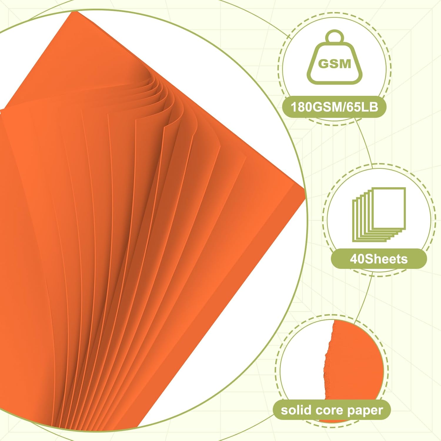 40 Sheets Cardstock 8.5x11, 65lb Orange Red Card Stock, Construction Paper