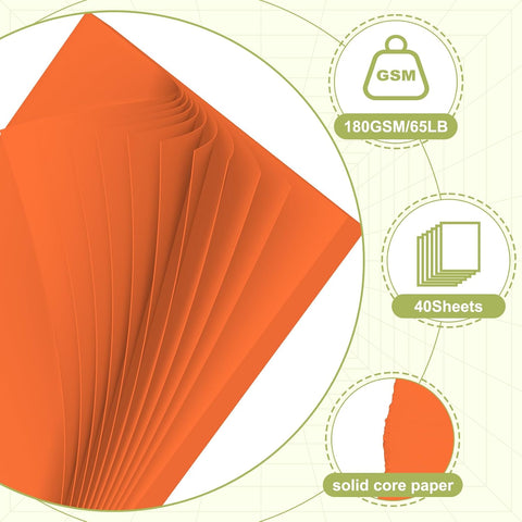 40 Sheets Cardstock 8.5x11, 65lb Orange Red Card Stock, Construction Paper