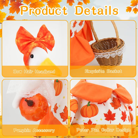 Fall Porch Goose Outfit Pumpkin Dress Goose Costume for Outdoor Lawn Decor
