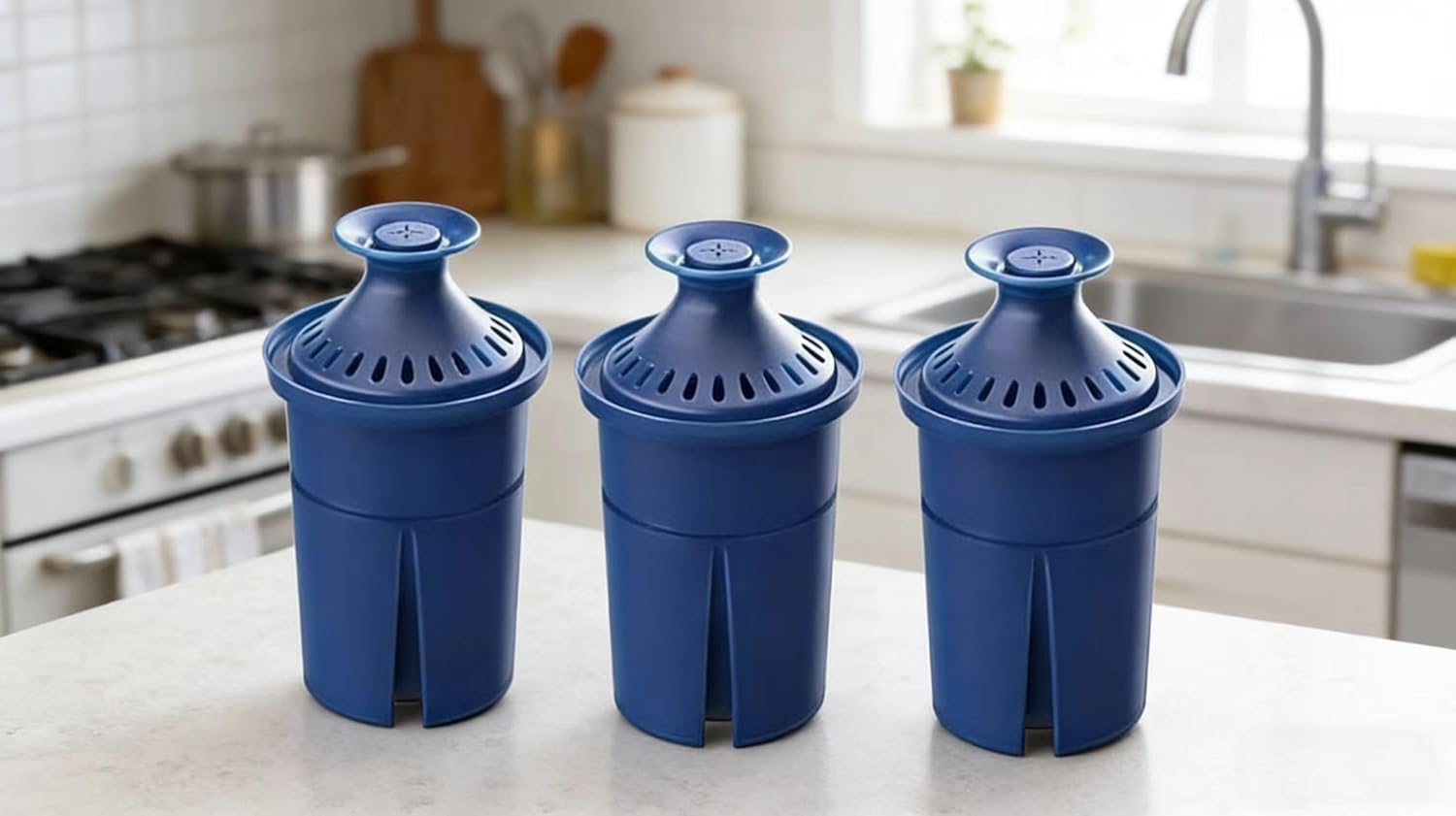 Elite Water Filter Replacements for Brita Pitcher Water Filter and Dispensers, NSF Certified to Remove 99% of Lead,BPA FREE,3 Count(Blue)