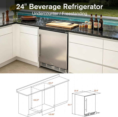 Kalamera Beverage Refrigerator 24 inch, 154 Cans Under Counter Beer Fridge