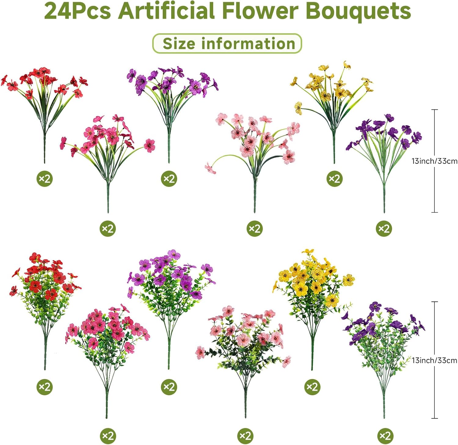 Alupssuc 24 Bundles Artificial Daisy Flowers UV Resistant for Outdoor Decor