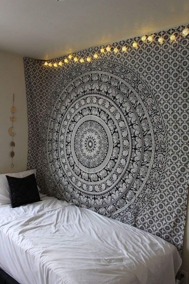 Popular Handicrafts Wall Hanging Tapestry For Bedroom Hippie Mandala Bohemian Hippy Intricate Indian Tapestry 54 x 82 Inches (140cm x 210 cm) Black & White