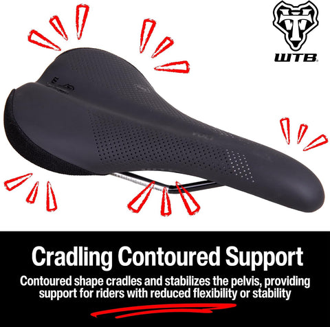 WTB Volt Bike Seat (Saddle) - Comfortable Medium Thickness Padding - Mountain, Gravel & E-Bikes (3 Sizes, 3 Rail Options)