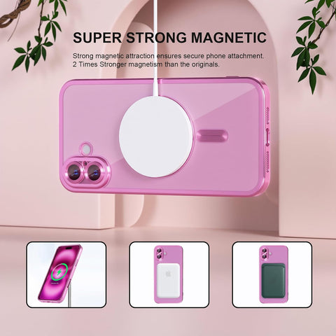 Misea Magnetic for iPhone 16 Case Compatible with MagSafe Hot Pink