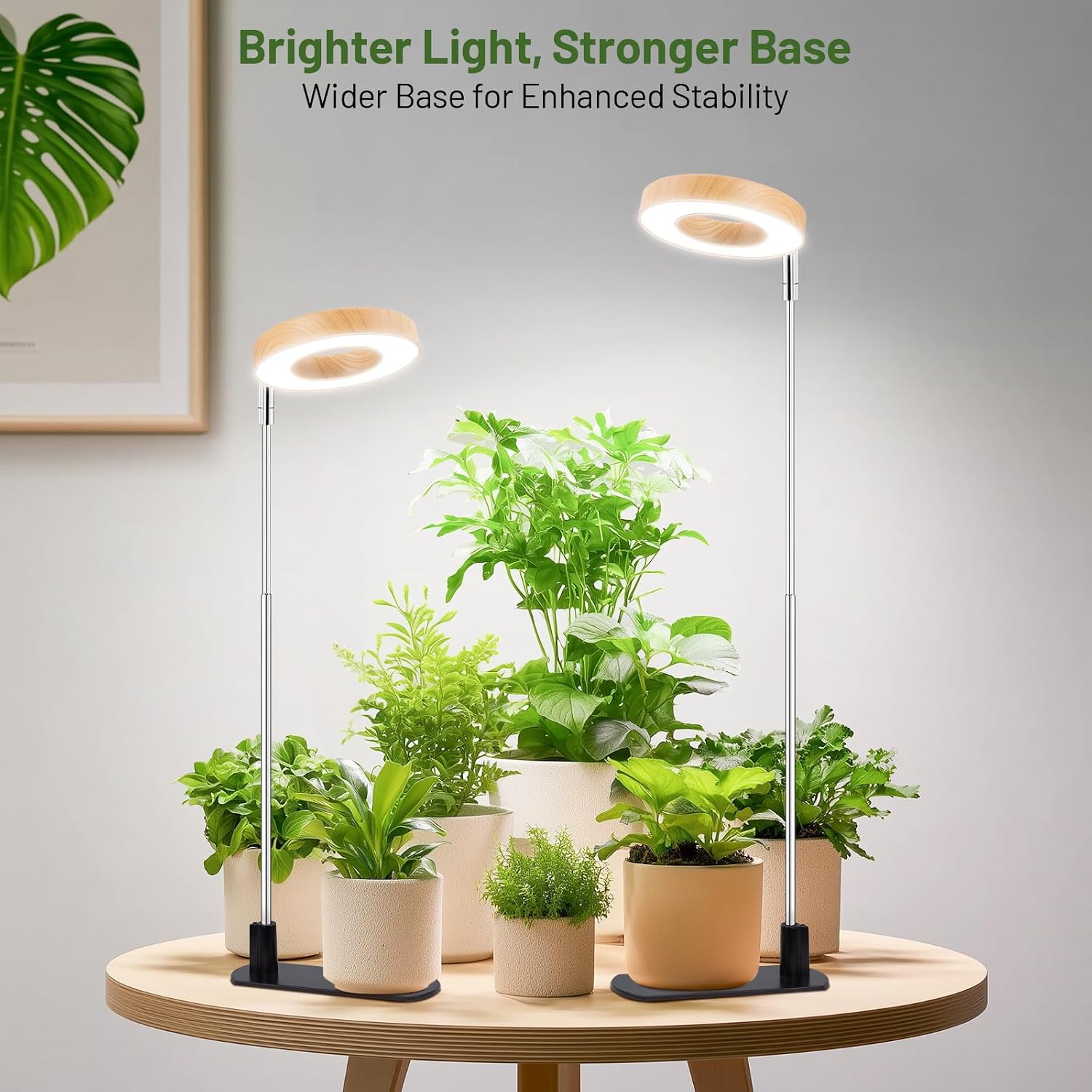 LBW Grow Lights for Indoor Plants, Full Spectrum Halo Grow Light with Base