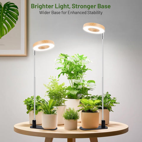 LBW Grow Lights for Indoor Plants, Full Spectrum Halo Grow Light with Base