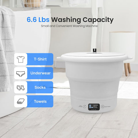 SereneLife Portable Mini Washing Machine, Foldable Bucket Washer with Handle and Lid, Lightweight Compact Travel Washer for Clothes, Ideal for Camping, RVs, Dorms, Apartments, and Travel Use