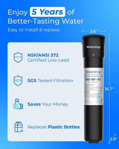 Waterdrop UA-5Y 5-Year Under Sink Water Filter System, Ultra Long Life