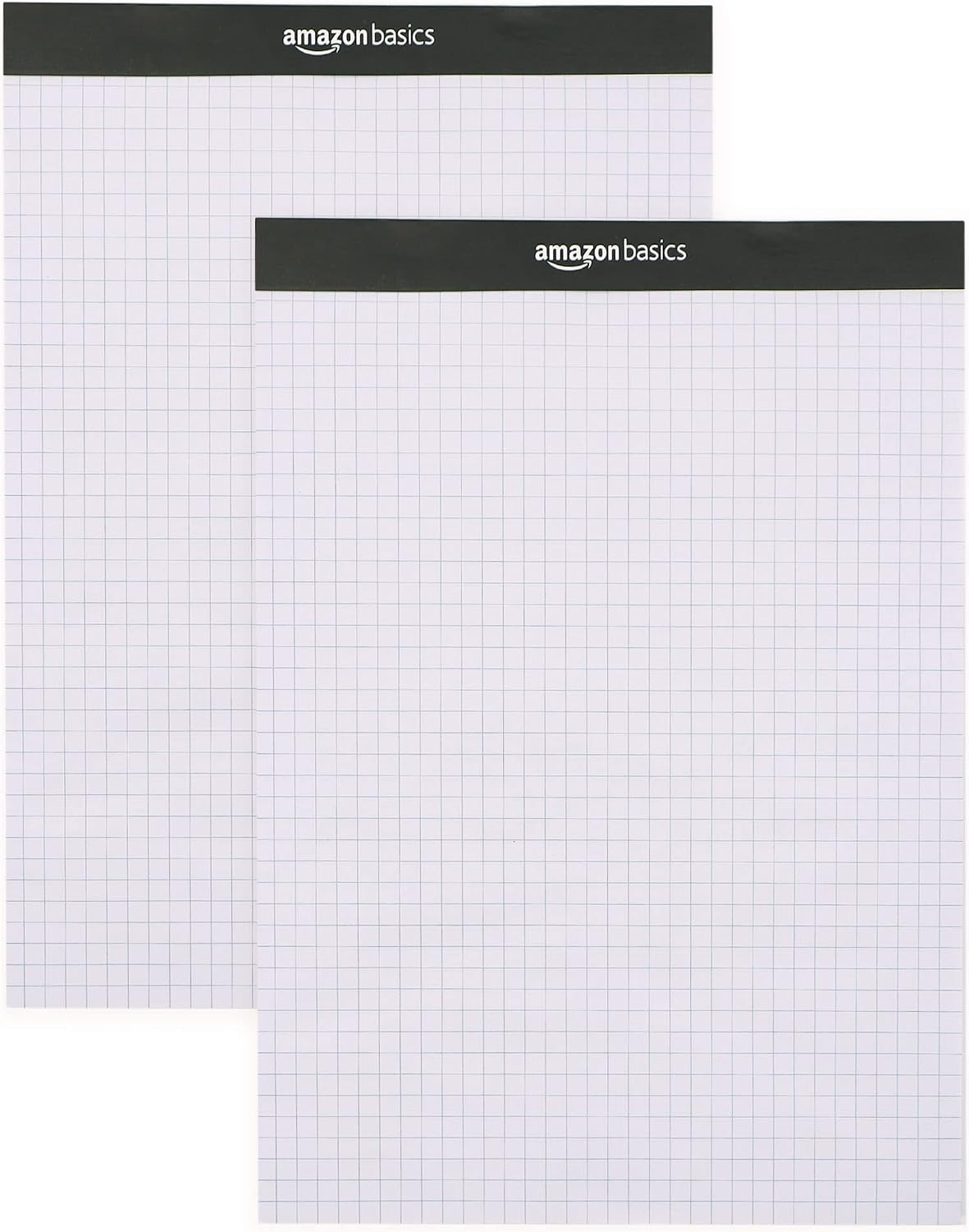 Amazon Basics Quad-Ruled Graph Paper Pad with Sturdy Back, Perforated, 8.5" x 11.75", White, 100 Sheets/Pad, 2-Pack