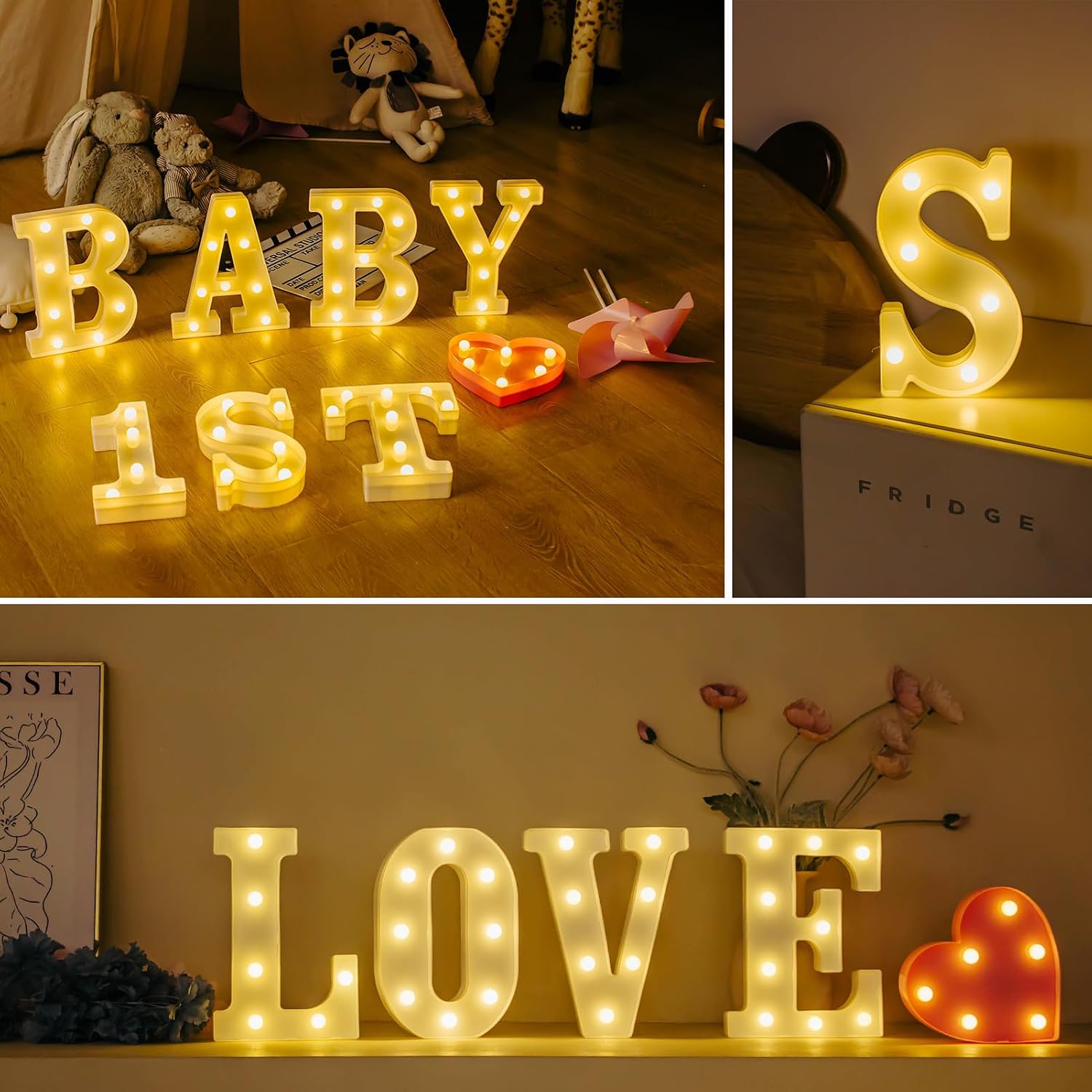 LED Light Up Letters, Warm White Decorative Marquee Letters(A)