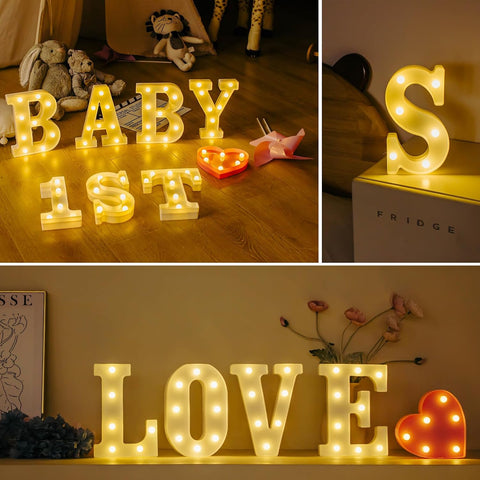 LED Light Up Letters, Warm White Decorative Marquee Letters(A)