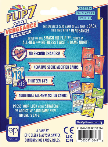 Flip 7: with a Vengeance, Addictive Press Your Luck Game, New Special Action Cards & Negative Modifiers, Sequel to the Classic Fast-Paced, Easy to Teach Card Game: Flip 7, from The Op Games, Ages 8+