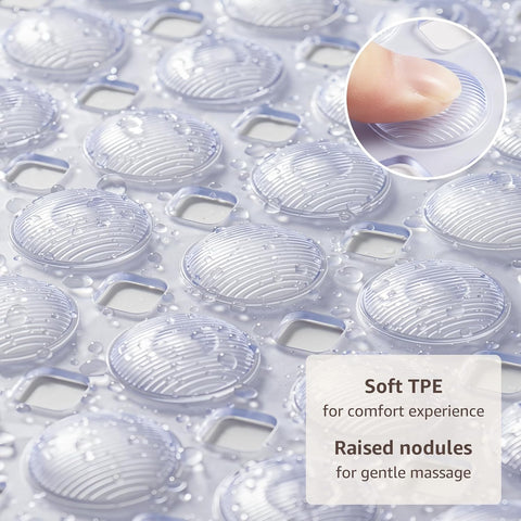 OTHWAY Bath Tub Shower Mat Non Slip, Bathtub Floor Liner Mats for Inside Shower Bathroom, Suction Cups and Drain Holes for Feet Scrubbing, Machine Washable, Soft on Feet, 35x16 Inch, Transparent