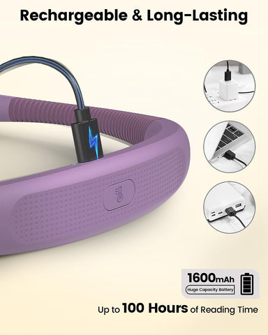 Glocusent Bendable Neck Light, 100 Hours Reading Light for Book Lover Gifts