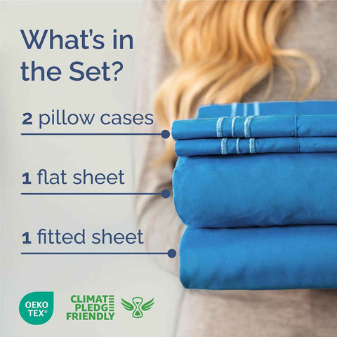 Full Size 4 Piece Sheet Set - Breathable & Cooling Sheets - Royal Blue