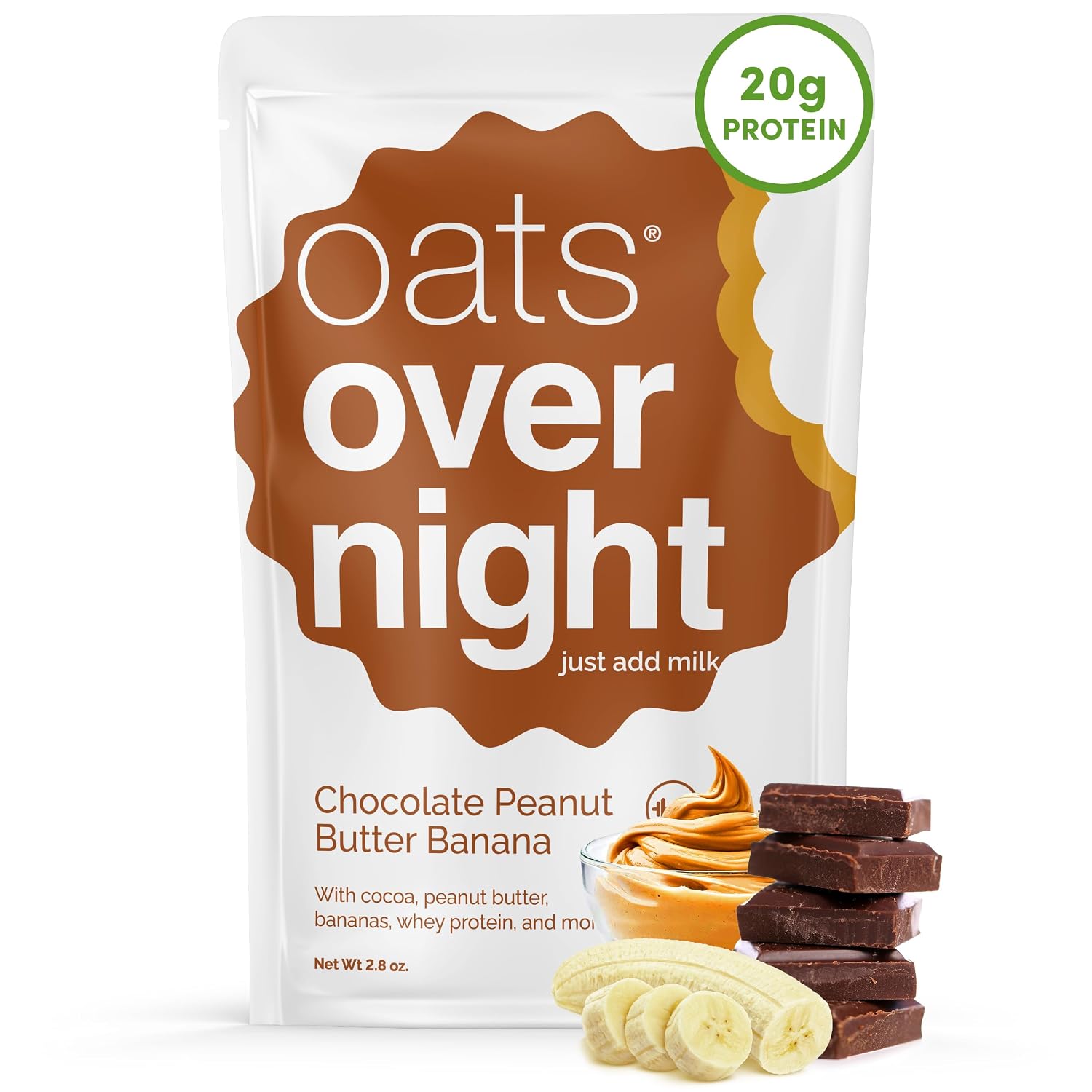 Oats Overnight Chocolate Peanut Butter Banana Oatmeal, 2.8 oz, 24 Pack