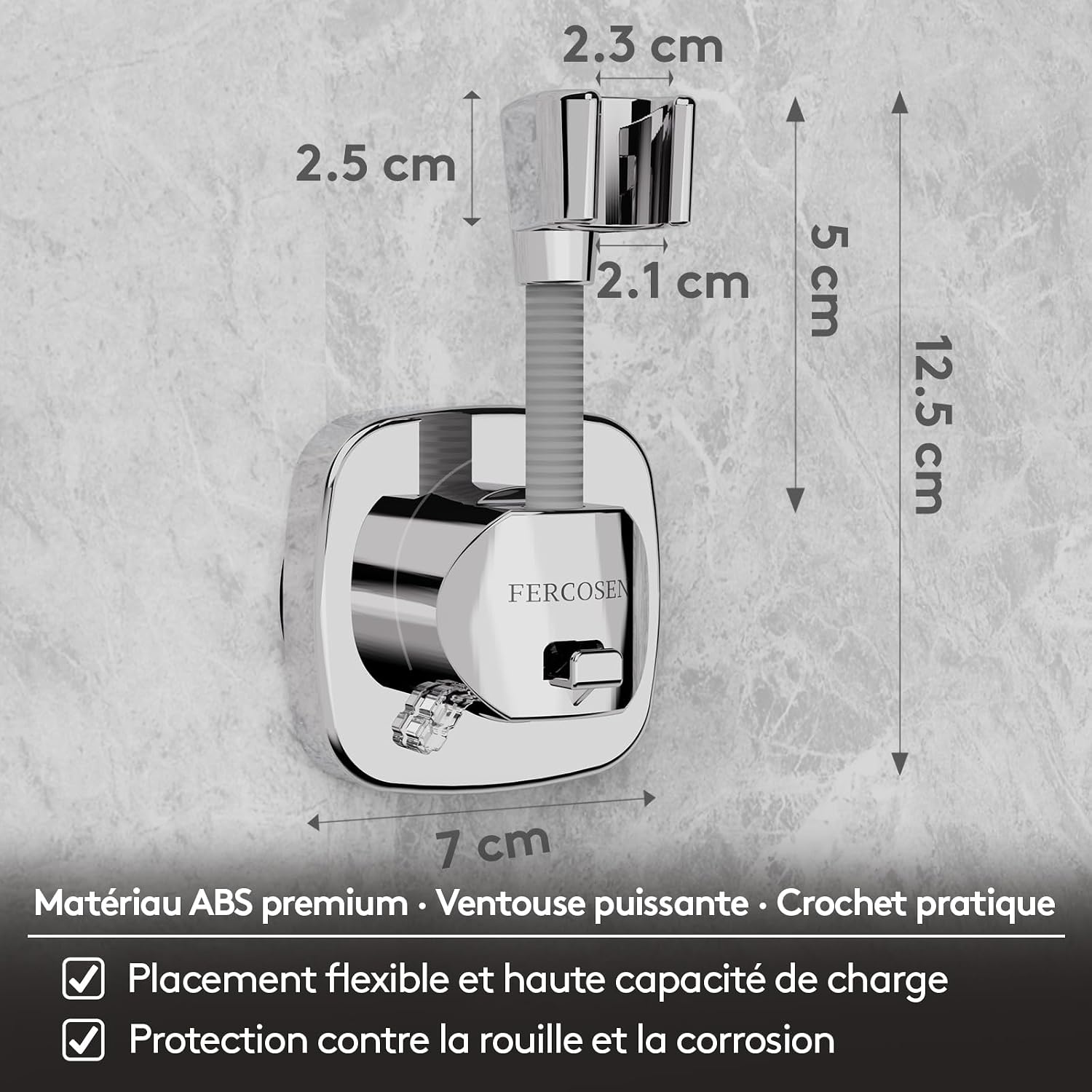 Shower Head Holder with Suction | 360° Swivel | Gray