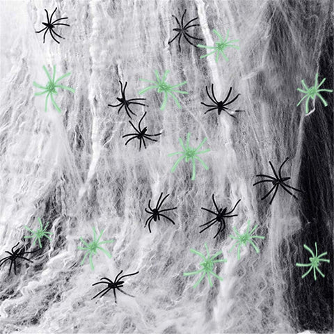 300 sqft Spider Webs Halloween Decorations, Super Stretchy Web Cobwebs with 10 Glow Fake and Creepy Black Spiders White Webbing Haunted House Party Supplies Spooky Home Office Yard Decor
