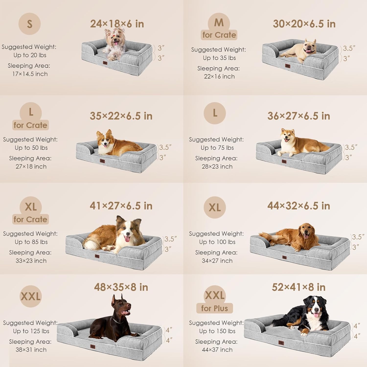 EHEYCIGA Orthopedic Extra Large Dog Bed, Waterproof Washable XL Pet Bed 44"