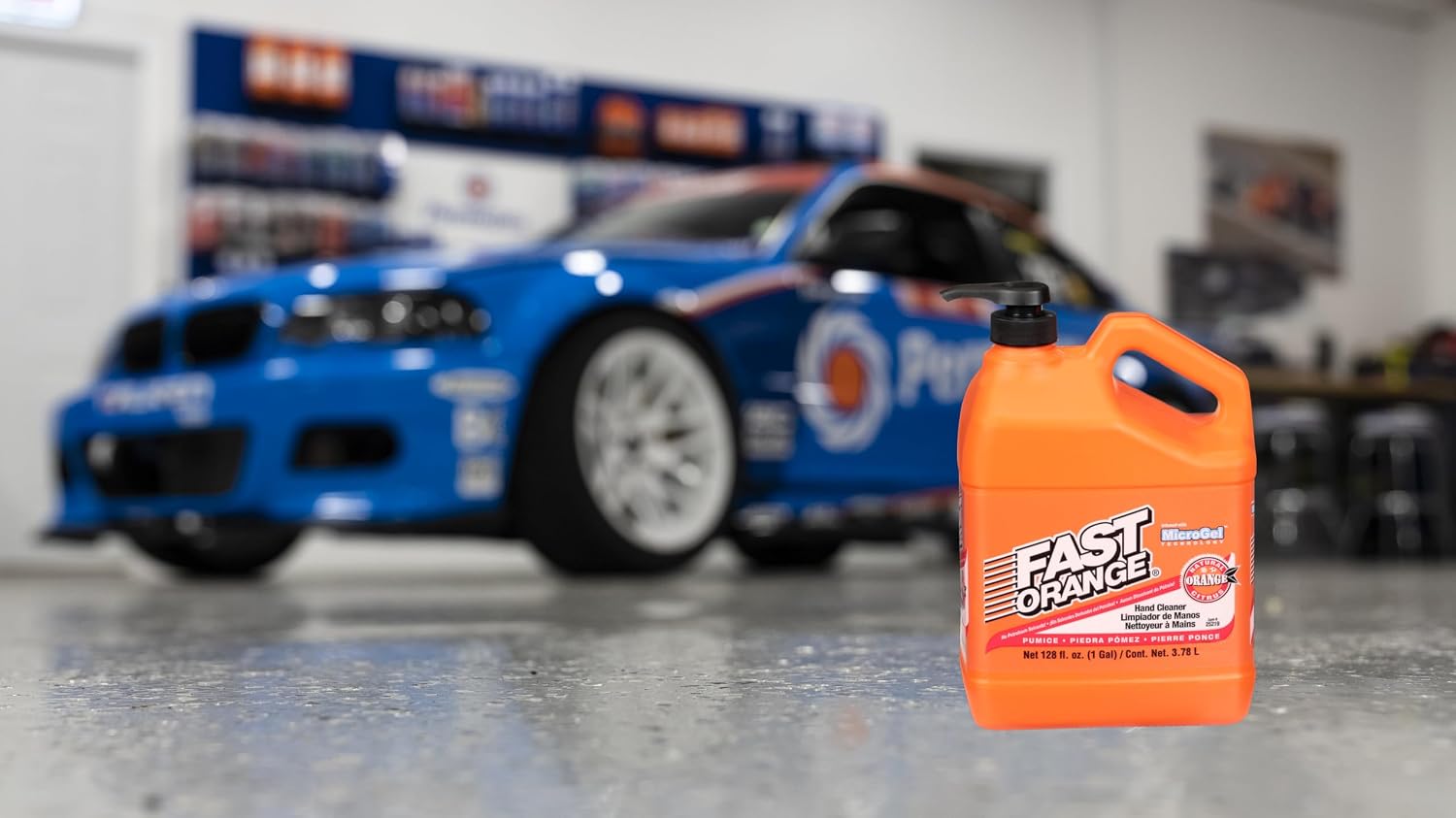 Fast Orange 25219 Pumice Lotion, Heavy Duty Hand Cleaner, Natural Citrus Scent, Waterless Cleaner for Mechanics, Strong Grease Fighter, 1 Gallon