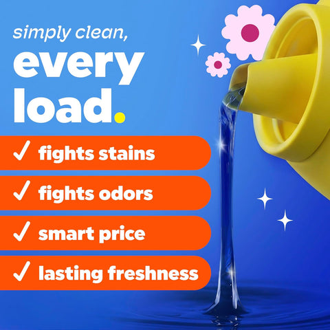 Tide Simply All-In-One Liquid Laundry Detergent, Berry Blossom Scent, 89 Loads, 112 fl oz
