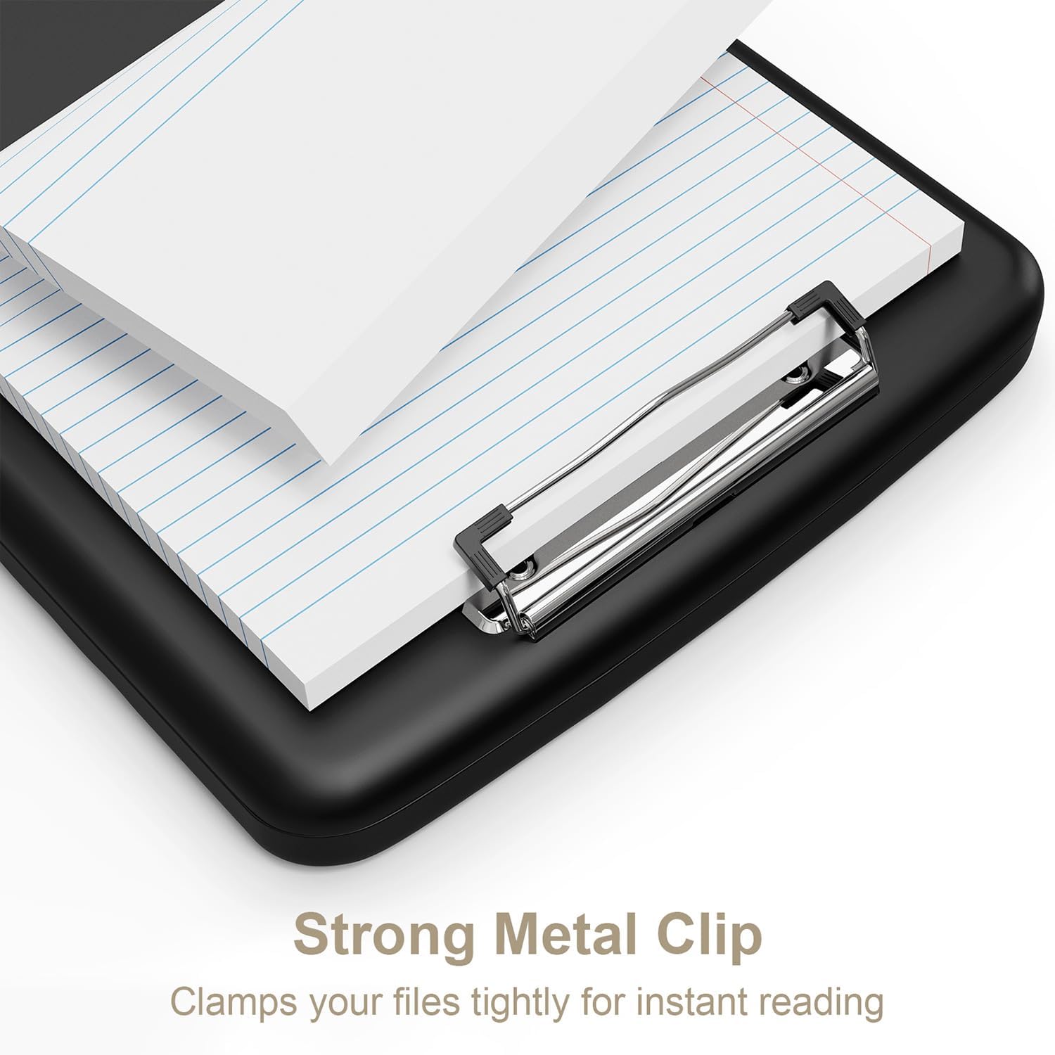 Piasoenc Clipboard with Storage, 8.5 x 11 Clip Board with Pen Holder, Black