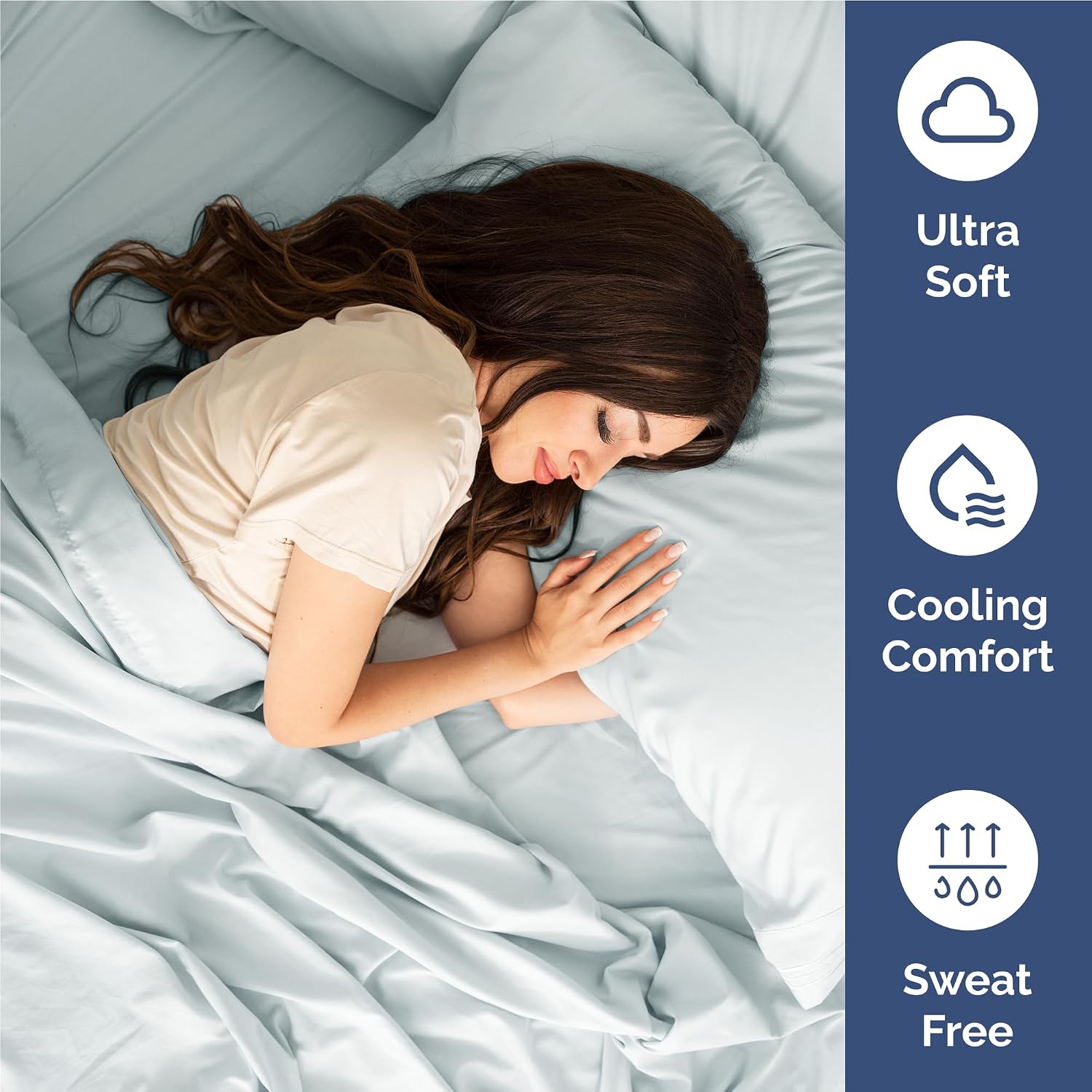 Full Size 4 Piece Sheet Set - Comfy Breathable & Cooling Sheets - Ice Blue