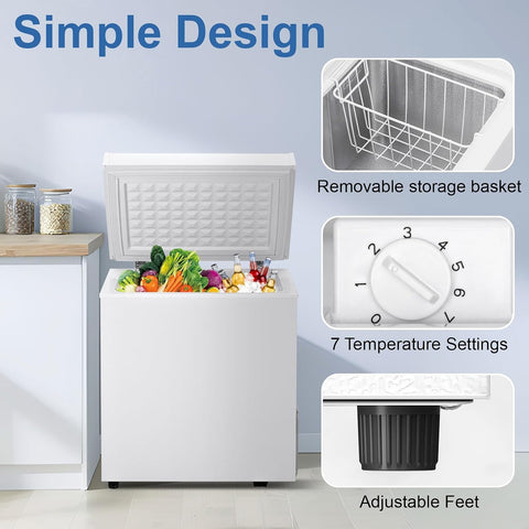 2.0 Cu.Ft Chest Freezer, Compact Deep Freezer 7-Level Temp