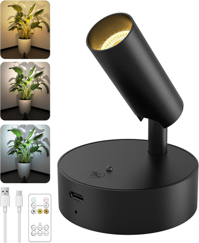 Spotlights Indoor with Remote, 3000Mah Rechargeable Wireless Plant Light