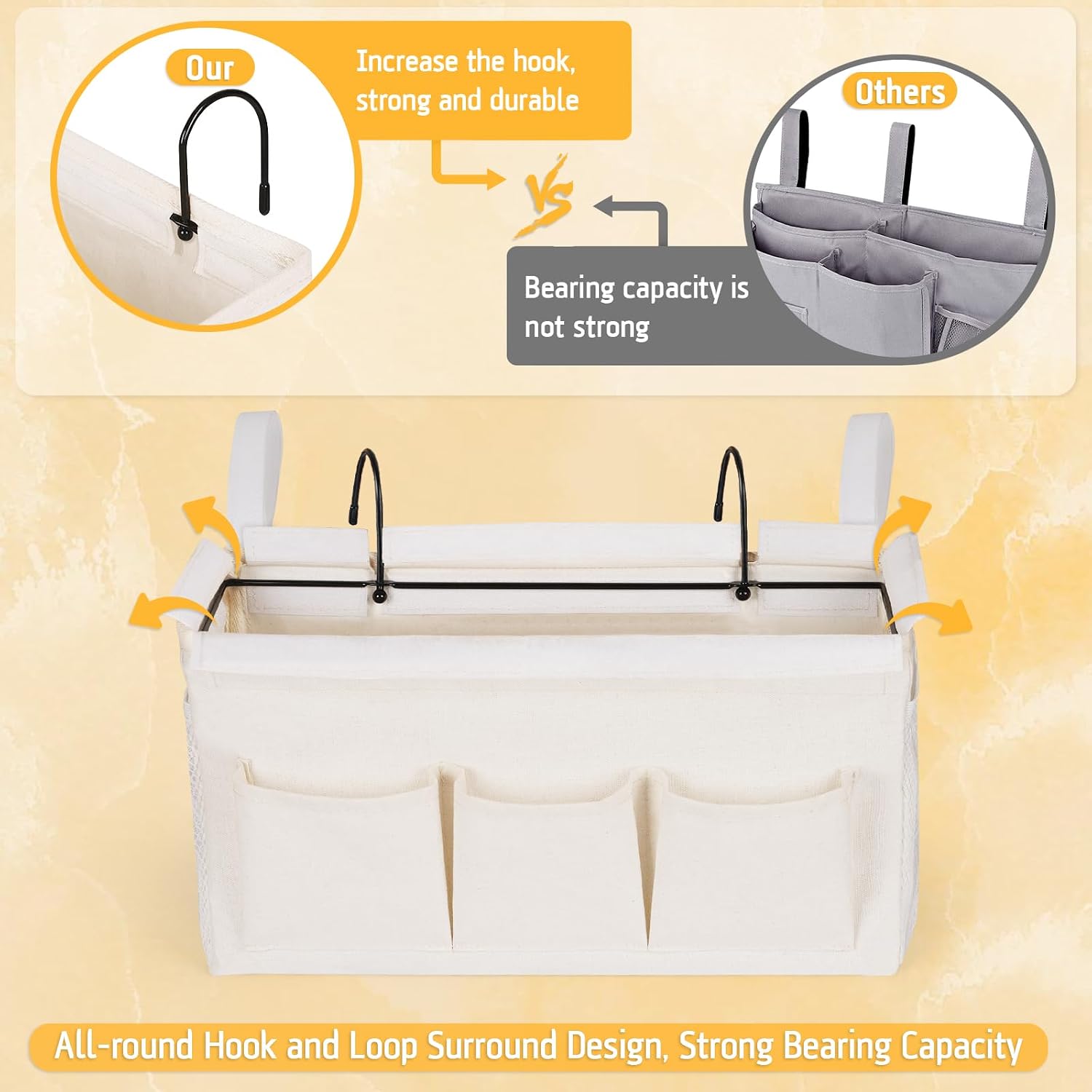 Lilithye Bedside Caddy, Bedside Storage Bag Hanging Organizer for Bunk Bed