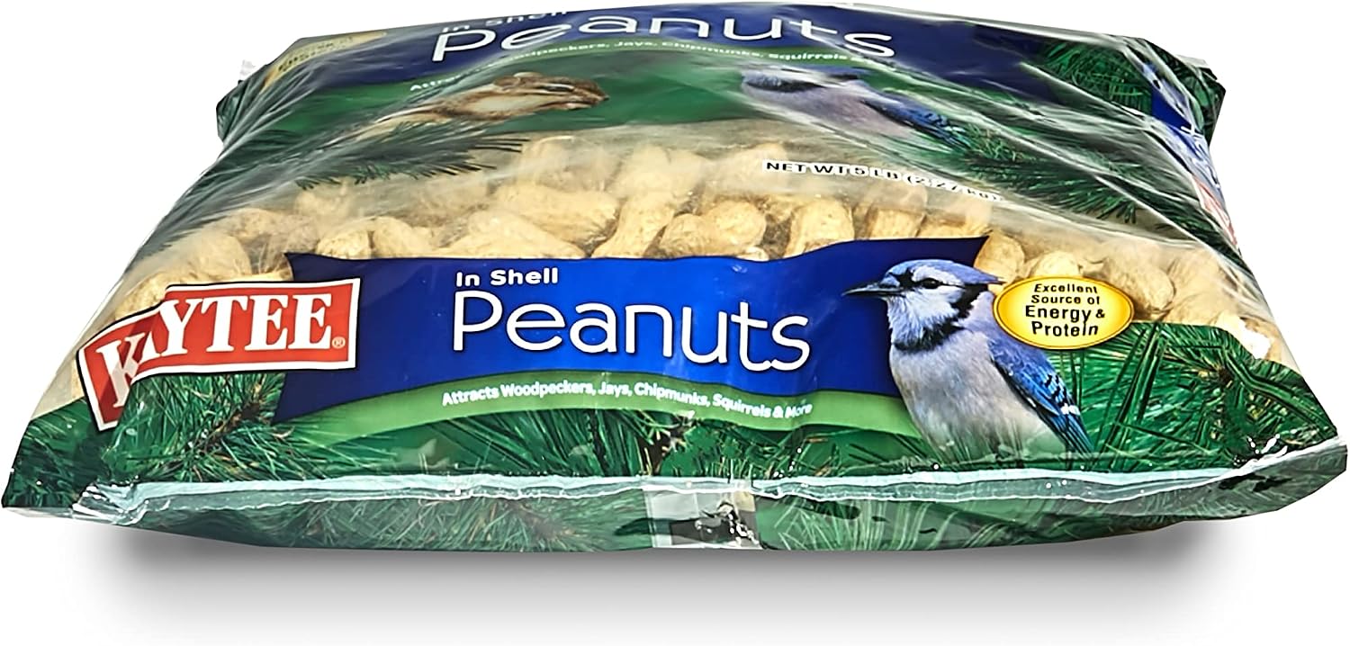 Kaytee Whole Peanuts in Shell for Cardinals, Blue Jays, Woodpeckers and Other Outside Wild Birds, Two 5 Pound Bags