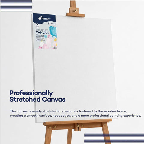 Large Canvases for Painting 36x48 Inch 2-Pack, 12.3 oz Triple Primed Acid-Free 100% Cotton Stretched Canvas, Blank Large Canvas for Oil Paint Acrylics Pouring & Wet Art Media